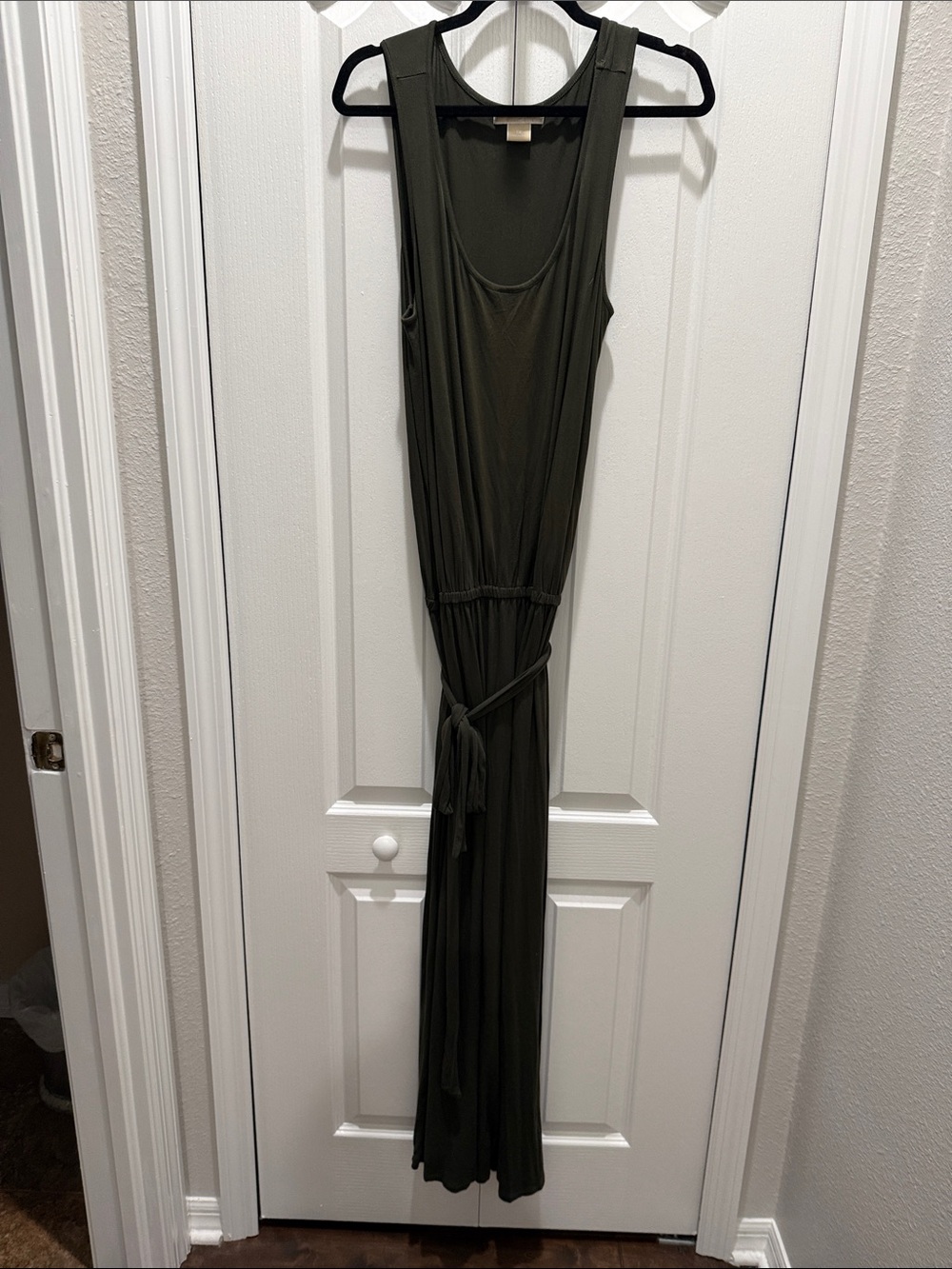 Michael Kors Olive Maxi Dress with Waist Tie